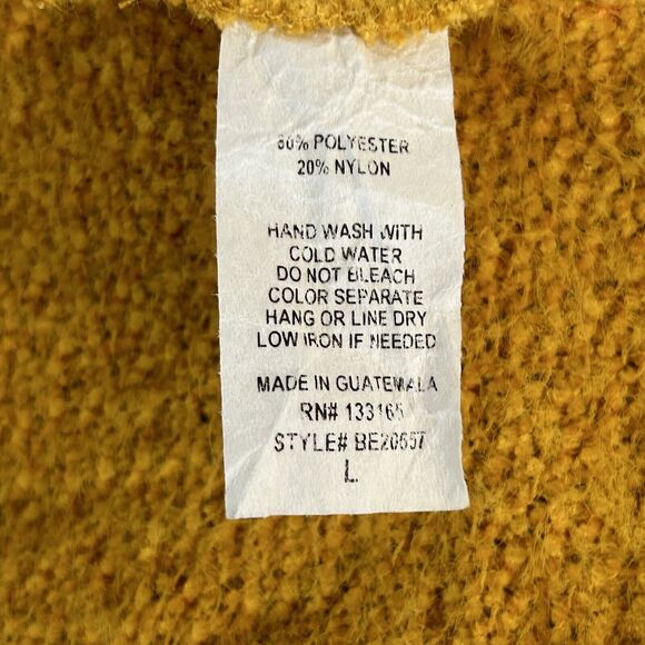 Altar'd State Cropped Sweater Mustard Yellow Long Sleeve V-Neck Pullover Large - Picture 8 of 9